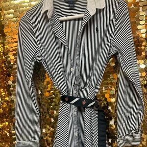 Polo by Ralph Lauren Black and White Striped Kids Dress